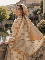 Foulard en Soie Imprimé Personnalisé Motif Floral Rétro 100% Soie de Mûrier Carré 140cm Châle de Luxe en Soie Satinée pour Femme Vente en Gros Mode