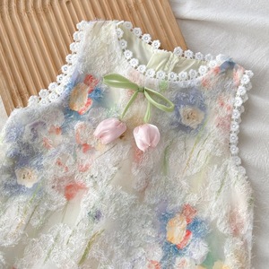Robe d'été sans manches en dentelle unie pour filles, style princesse respirant et écologique, idéale pour les <span class=keywords><strong>vacances</strong></span>, modèle transfrontalier (ODM) - Product Image 2