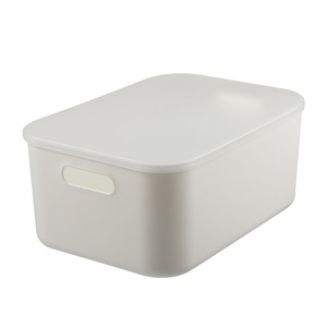 Rectangular Plastic <b>Storage</b> Box With Lid <b>Stackable</b> For Kitchen Food <b>Container</b> Solid Color - Product Image 4