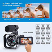 4K Profesyonel Dijital Video Kamera 60FPS 48MP Web Kamerası Canlı Yayın 3.0" HD Dokunmatik Ekran WiFi Uzaktan Kumanda IR Gece Görüşü