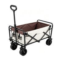 Chariot de camping pliable OEM ODM avec roues de 5 pouces, conception extensible à l'arrière, poignée de traction réglable, pour le shopping, le camping en plein air, vente en gros