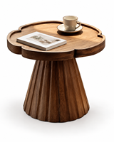 Table basse ronde moderne extensible et pliable de 35,98 pouces avec pieds cylindriques, plateau en placage de bois pour salon et bureau