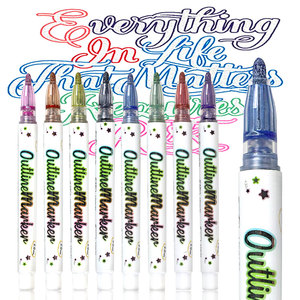 Marcadores de Contorno Doble Personalizados, Marcadores de Arte Metálicos Permanentes de Colores para Niños, para Dibujar Grafitis - Product Image 1