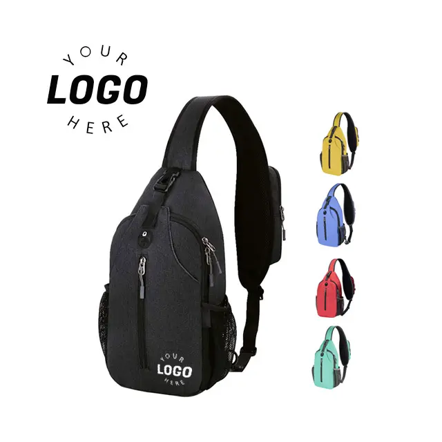 BSCI custom Small Black Sling Crossbody Backpack Shoulder Bag Nylon Lightweight One Strap Chest Backpack