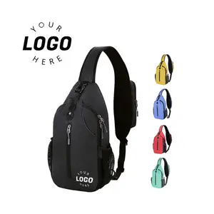 BSCI Custom Small Black Sling Crossbody Backpack Shoulder Bag Nylon Lightweight 1 Strap Chest Backpack