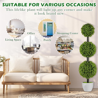 Boule d'arbres artificiels en buis et eucalyptus résistante aux UV, plante en pot, herbe verte, topiaire pour décoration intérieure et extérieure