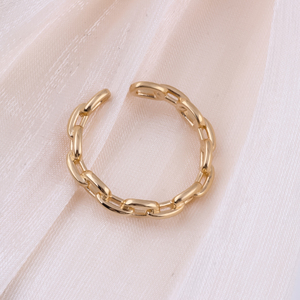14K 골드 채워진 조정 가능한 3.8mm 폭 핑거 링 링크 체인 패턴 오픈 링 쥬얼리 매치 남성과 여성을위한 일일 의상 - Product Image 4