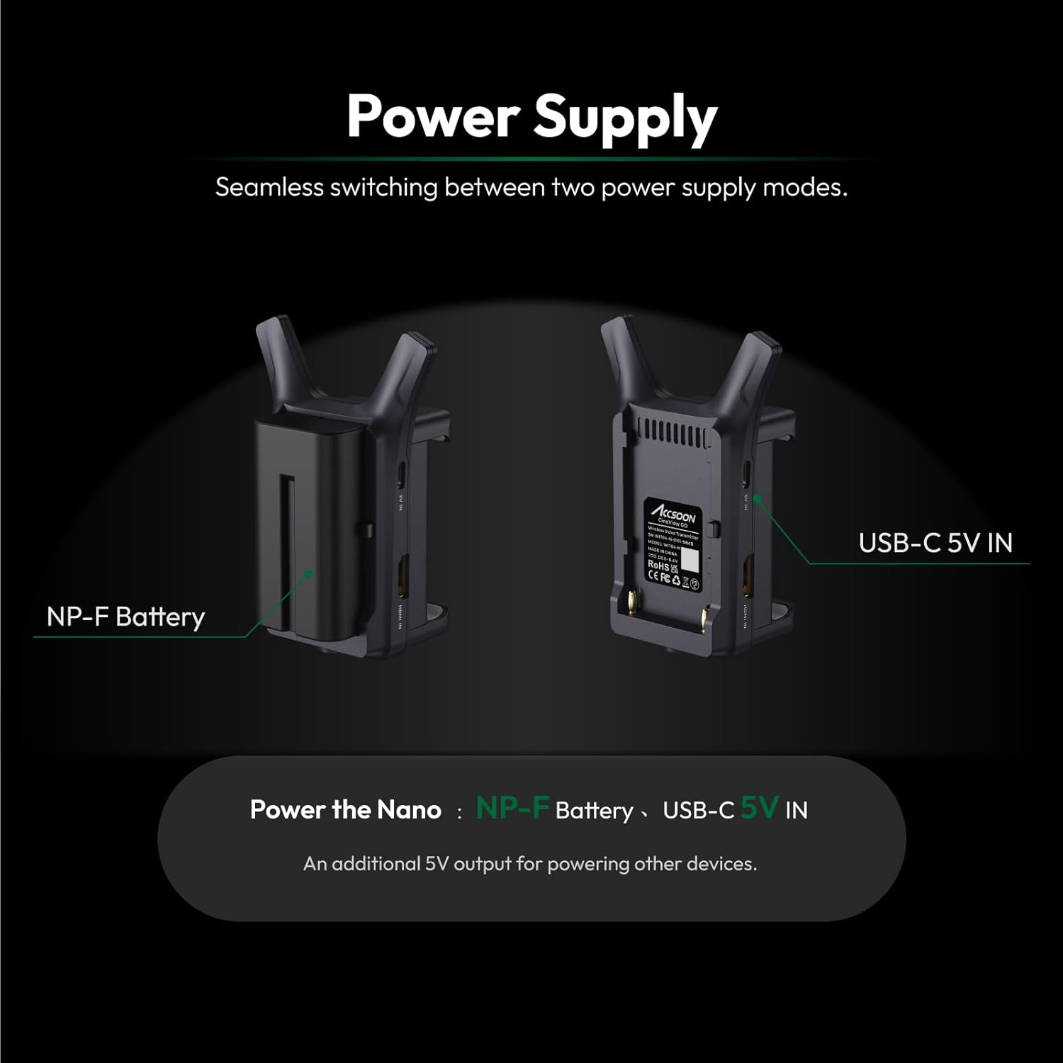 Accsoon Mini CineView Nanoビデオ伝送システム、5GHzワイヤレスビデオ