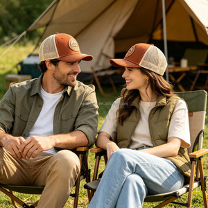 Casquette Trucker en Maille à Bord Incurvé avec Logo en Cuir Personnalisé, Richardson 112, Gorras, Casquettes Trucker Ajustables à 6 Panneaux avec Fermeture Snapback - Product Image 4