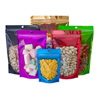 Sachet Doypack Personnalisé Doré en PE avec Fenêtre, Fermeture Zip Refermable, Emballage Anti-humidité pour Snacks aux Noix et Haricots Rouges, Impression Offset