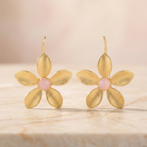 Boucles d'oreilles créoles en laiton mat plaqué or 18 carats, motif fleur de perle, style ethnique rétro unisexe pour mariages et anniversaires - Product Image 3