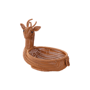 Yulin Jiafu Hand woven animal shape fruit storage rattan Plastic basket