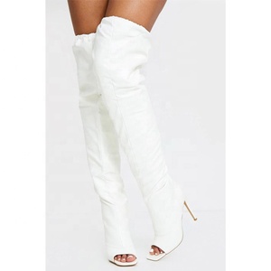 Nouvelles Arrivées Bottes Hautes Femme à Bout Carré Ouvert, Bottes Cuissardes à Enfiler pour Femme Grande Taille 43, Bottines Longues à Talon Fin - Product Image 2