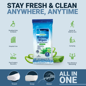 Toallitas Húmedas Desechables para Baño sin Agua, Aptas para Microondas, de Marca Blanca para Adultos, con Extracto de Aloe, 12 Paquetes (96 Unidades) - Product Image 2