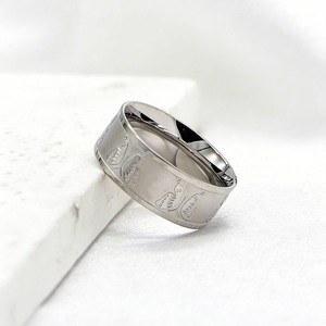 Trendy <b>Titanium</b> Steel Butterfly Etched Wide <b>Ring</b> Unisex Street Fashion Jewelry Gift Accessory - Product Image 4