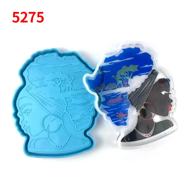 5275 Silhouette of the head of an African goddess silicone molds for trays