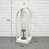 Luckywind — bougie bougie en bois de lavage blanc, Style grande ferme de grande taille, décor de maison, lanterne avec cylindre en verre amovible, château