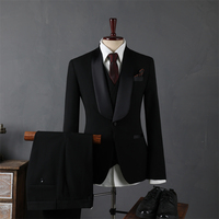 Costume d'affaires classique ajusté pour homme, style coréen, pour garçons d'honneur, col en V, anti-plis
