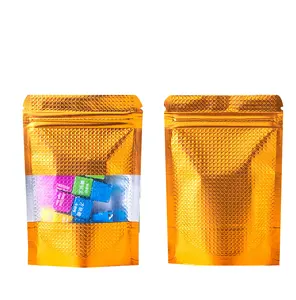 In Stock Multicolor Food Zip Lock Plastic Zipper Packaging Ziplock Golden Aluminum Foil Bag With Window