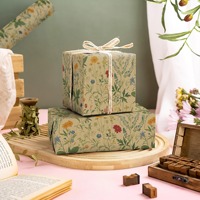 Papel de Regalo Vintage con Diseño de Margaritas para Envolver Regalos Navideños