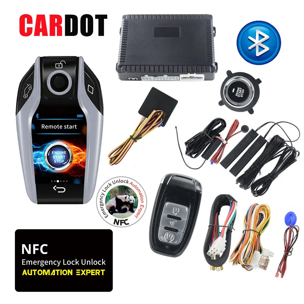 Drop Shipping KOL NFC Pke pasif anahtarsız giriş uzaktan motor çalıştırma durdurma Push Start düğmesine akıllı araba Alarm sistemi