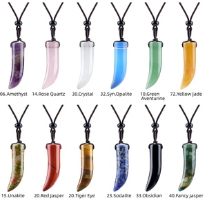 Collar al por mayor de 38 mm con colgante de piedra preciosa de cristal natural en forma de cuerno, amuleto de piedra curativa, regalo para <span class=keywords><strong>un</strong></span> <span class=keywords><strong>amigo</strong></span> - Product Image 6