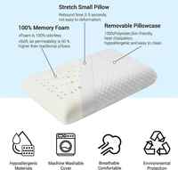 Oreiller de lit de petite taille pour les voyages, oreillers en mousse à mémoire de forme pour les dormeurs latéraux du dos et du ventre avec housse lavable