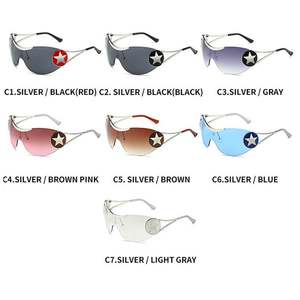 Lunettes de soleil surdimensionnées Steampunk Y2K de luxe personnalisées avec logo, pour hommes et femmes, avec verres monobloc en forme d'étoile - Product Image 5