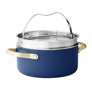Ensemble de casseroles et poêles en céramique grise de haute qualité, modernes, avec poignées en acier inoxydable, 10 pièces, en aluminium bleu - Product Image 6