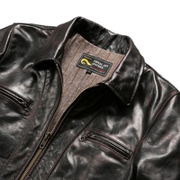 Vente en gros OEM vestes en cuir véritable tendance hiver avec fermeture éclair pour hommes Blouson en cuir cheval marron