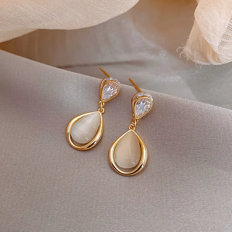 fashion heart fox fish flower waterdrop earrings 2022 women crystal geometric gold plated opal earrings studs