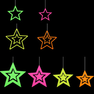 Articles de fête néon lumineux : Bannière Joyeux Anniversaire Let's Glows et guirlande de cercles et points suspendus réactifs à la lumière noire UV - Product Image 2