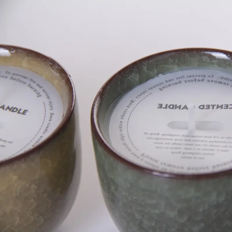 Design handgemachte Keramik glas Soja Duft kerzen Großhandel Baumwolle Wick Soja Kerze Wachs Duft