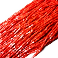 Perles de corail rouge naturel authentique de 3 mm, carrées, pierres de guérison, kit de bracelets de taille et colliers, accessoires de bijoux DIY en pierre