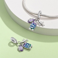 Vente chaude usine : Breloques pendentifs pour appareil photo, style bagage d'avion de voyage, perles en tungstène plaqué argent, pour bracelet de bijoux DIY