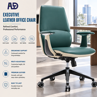 Chaise de bureau exécutive en cuir Aston - Appuie-tête ergonomique réglable, accoudoirs fixes, dossier ouvert, design moderne, siège coulissant, chrome