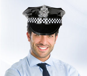 Chapeau de bouffon de <span class=keywords><strong>police</strong></span> <span class=keywords><strong>pour</strong></span> adulte Luolan Ll-1004, Halloween, style western, accessoire de cosplay <span class=keywords><strong>pour</strong></span> fête, cuir PU noir, unisexe, costume de film et de télévision - Product Image 4