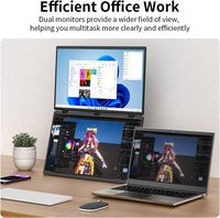 Monitor Portátil Dual de 18.5 Pulgadas, 1080P FHD IPS, 100Hz, Retroiluminación LED, Plegable, Extensor de Pantalla para Portátil, Tipo C USB-C, Plug&Play, para Viajes