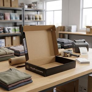 Caja de Cartón Corrugado Plegable y Reciclable con Logotipo Personalizado, Caja de Regalo para Envíos de Comercio Electrónico de Ropa - Product Image 1