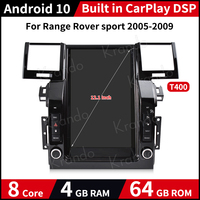 Lecteur DVD de voiture Android de style Tesla Krando 12,1 pouces avec navigation GPS pour Range Rover Sport 2005-2009, CarPlay sans fil, Android Auto, 4G