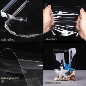 Bolsas Planas de Plástico OPP Transparente Extra Gruesas y Resistentes con Impresión en Huecograbado y Sello Adhesivo Seguro para Empacar Ropa, Zapatos y Calcetines - Product Image 6