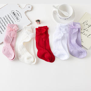 2025 printemps été nouvelle maille respirant gaze <span class=keywords><strong>noeud</strong></span> princesse bébé filles bas enfants genou haut nœud chaussettes - Product Image 4