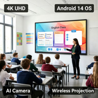 Pantalla Interactiva Inteligente 4K UHD, Pantalla Táctil LCD, Pizarra Digital Plana, Pizarra Inteligente para Enseñanza y Negocios