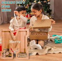 Alcancía de Madera con Letras de Dibujos Animados Personalizada de Alta Calidad, Caja de Ahorro de Monedas para Cumpleaños y Festividades