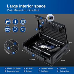 Chuyên nghiệp chiến thuật khẩu súng ngắn vị trí kim loại an toàn hộp, chống trộm và chống rơi mật khẩu vân tay mở khóa an toàn hộp - Product Image 5