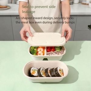 Lonchera Ligera Biodegradable de Bagazo de Caña de Azúcar de 850 ml, Contenedor Desechable para Alimentos para Uso Doméstico - Product Image 4