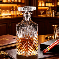 Bouteille de whisky classique en cristal à bord doré, carafe à liqueur de forme irrégulière pour vin et bourbon, en verre, vente en gros