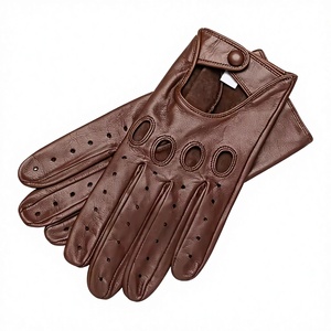 Gants de conduite pour hommes en cuir perforé, antidérapants, imperméables, personnalisables, légers, respirants, design classique, style intègre - Product Image 1