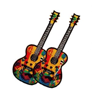 High Quality Applique Biker Jacket Hoodies Peace Guitar <b>Hippie</b> Music Emblem Design Custom Iron Clothing Embroidery Patches - Product Image 2