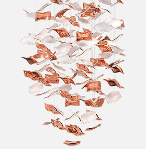 2024 nuovi prodotti Design semplice lampadario bianco e oro foglia d'acero luce pendente per soggiorno - Product Image 5